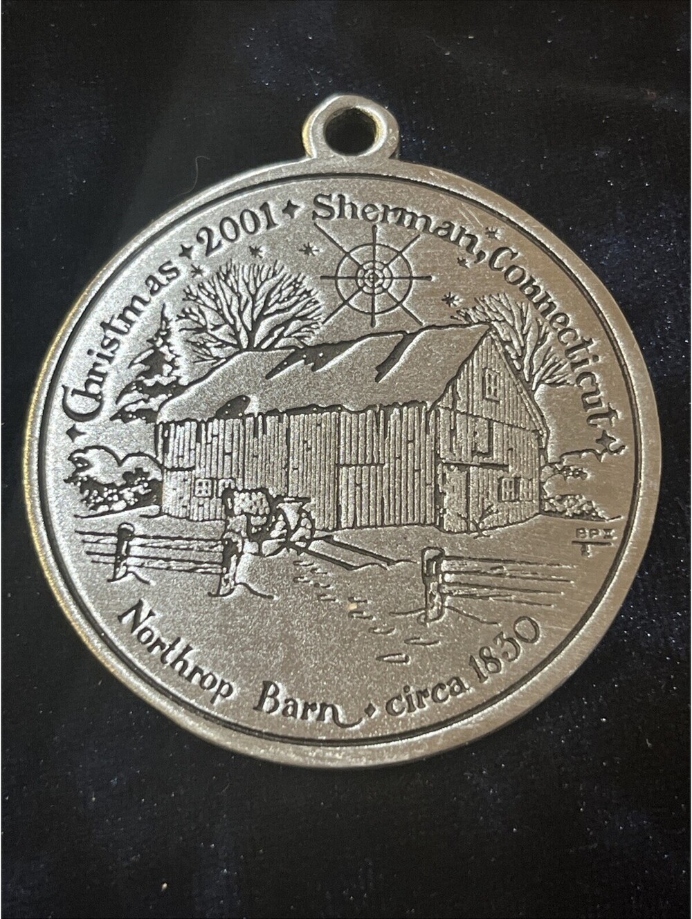 Vintage Pewter Christmas Ornament Northrop Barn Sherman Connecticut 2001